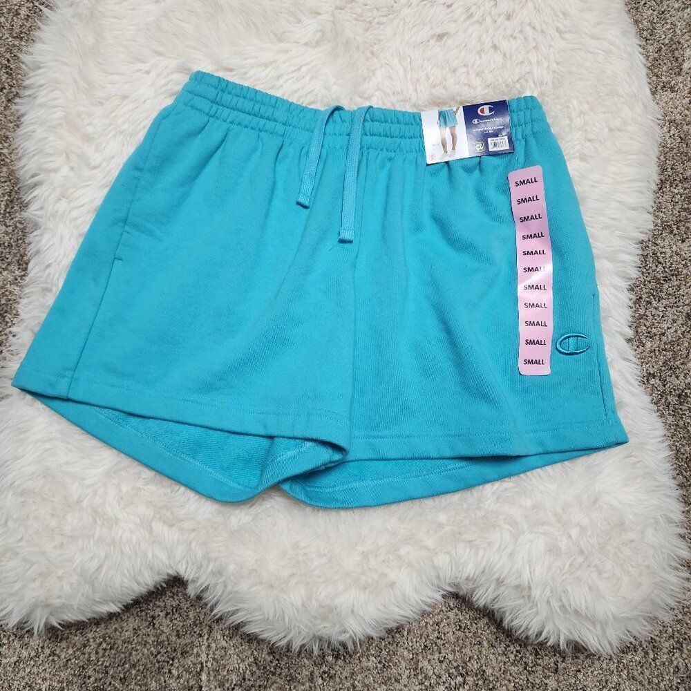 Champion Ladies Embroidered Logo Side Seam Pockets Soft French Terry Short NWT - Picture 2 of 6